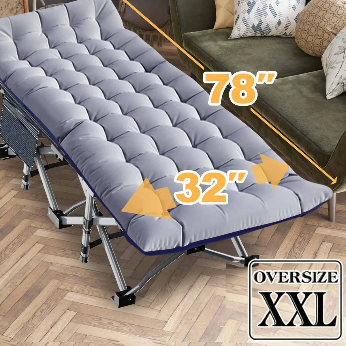 DoCred XXL Folding Camping Cot with Mattress, 880-Lb Heavy-Duty Portable Bed