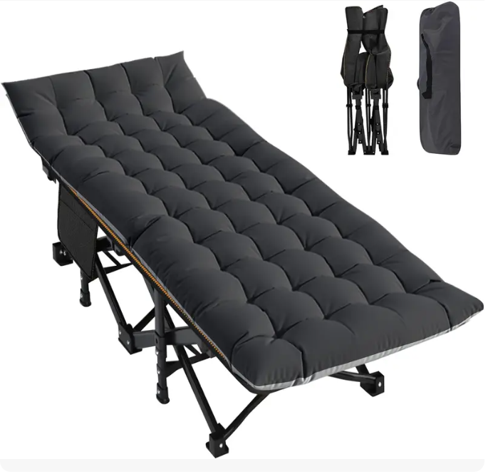 DoCred XXL Folding Camping Cot with Mattress, 880-Lb Heavy-Duty Portable Bed