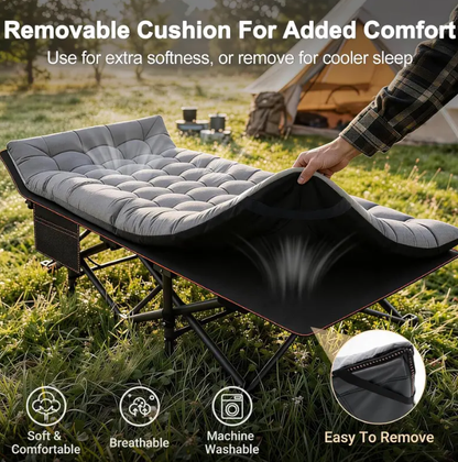 DoCred XXL Folding Camping Cot with Mattress, 880-Lb Heavy-Duty Portable Bed