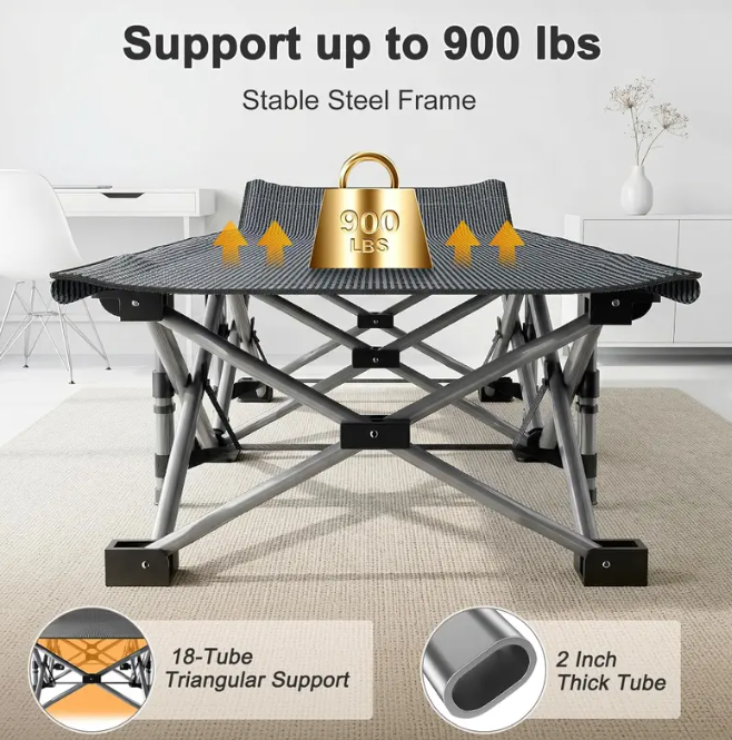 DoCred XXL Folding Camping Cot with Mattress, 880-Lb Heavy-Duty Portable Bed