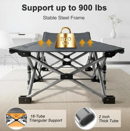 DoCred XXL Folding Camping Cot with Mattress, 880-Lb Heavy-Duty Portable Bed