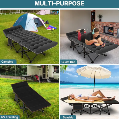 DoCred XXL Folding Camping Cot with Mattress, 880-Lb Heavy-Duty Portable Bed