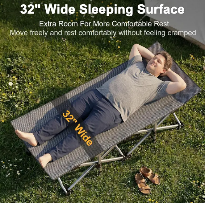 DoCred XXL Folding Camping Cot with Mattress, 880-Lb Heavy-Duty Portable Bed