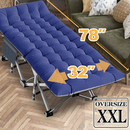 DoCred XXL Folding Camping Cot with Mattress, 880-Lb Heavy-Duty Portable Bed
