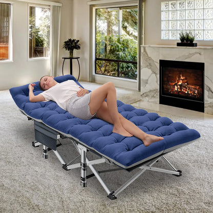 DoCred XXL Folding Camping Cot with Mattress, 880-Lb Heavy-Duty Portable Bed